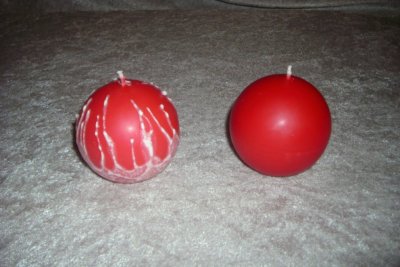 Klotljus 6 cm röd eller röd med vit dekor